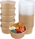 24 oz Disposable Kraft paper bowls with lids, Food containers Soup Bowls Party Supplies Treat Bowls 50 Pack