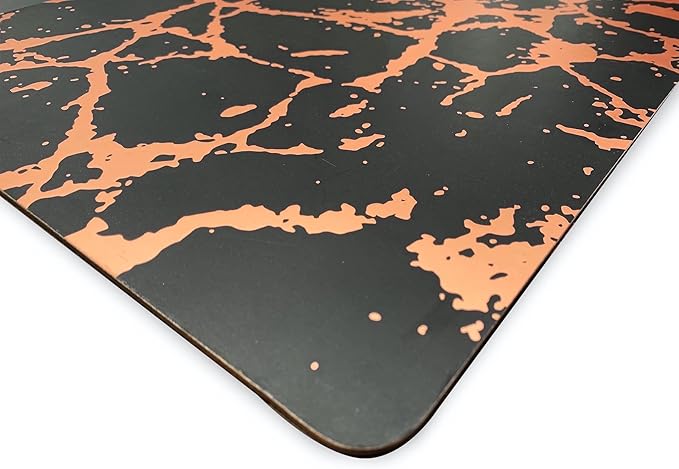 Dainty Home Black Rose Gold Marble Square Cork Placemats - Heat Resistant Placemats, Non-Slip, Easy Clean Placemats for Elegant Dining - 15"x15" Set of 2 - Perfect for Stylish, Modern Homes