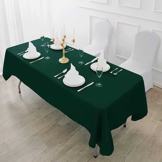 Fokitut 2 Pack Waterproof Rectangle Tablecloth, 90x132 Inch,Stain Resistant and Wrinkle Polyester Table Cloth, Fabric Table Cover for Kitchen Dining, Wedding, Party, Holiday Dinner-Hunter