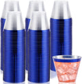 DaYammi 120Pcs 9 Oz Blue Plastic Cups Disposable Clear Plastic Party Cups with Blue Rim Heavy Duty Disposable Wine Glasses Fancy Hard Drinking Tumblers plastic Cocktail Cups for Wedding Party