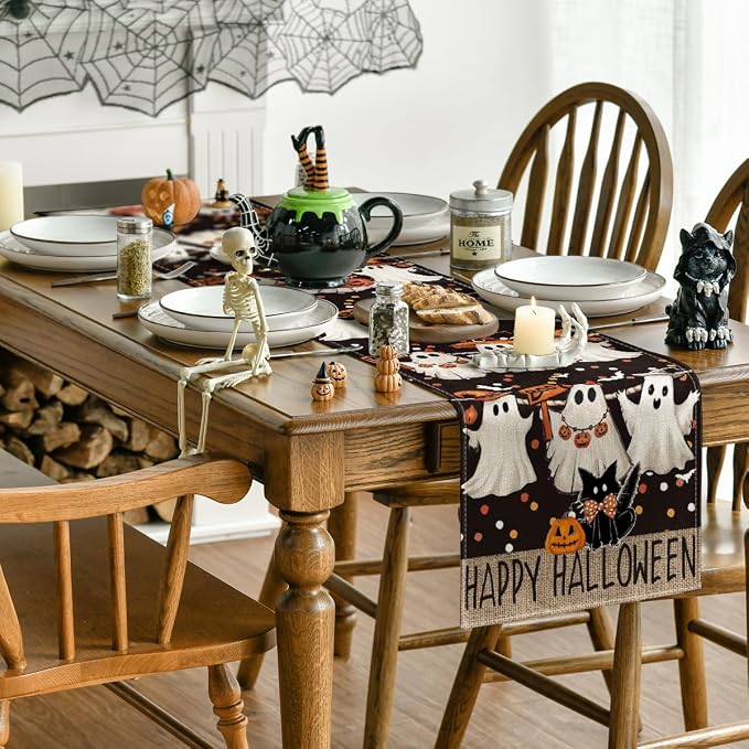 Artoid Mode 210 GSM Halloween Table Runner 13x108 Inch Home Party Decor | Ghost - Image 4