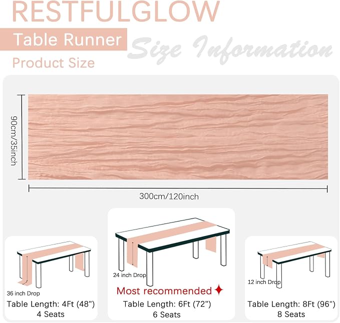 6 Pack Blush Pink Cheesecloth Table Runner 35 x 120 Inch | Boho Gauze Fabric - Image 5