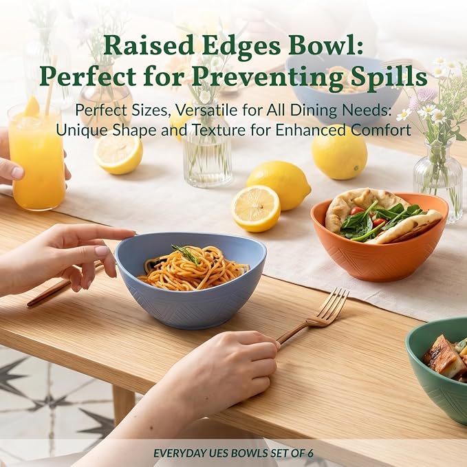Wheat Straw Bowls 26 OZ Oval Serving Bowls 6 PCS Unbreakable Plastic Cereal - Image 6