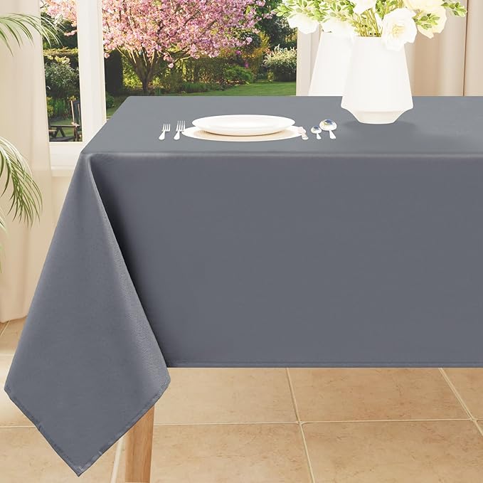 Smiry Rectangle Table Cloth, Waterproof Anti-Scratch Polyester Tablecloth, Decorative Washable Fabric Table Cover for Dining, Buffet, Parties and Outdoor, 60x102, Grey