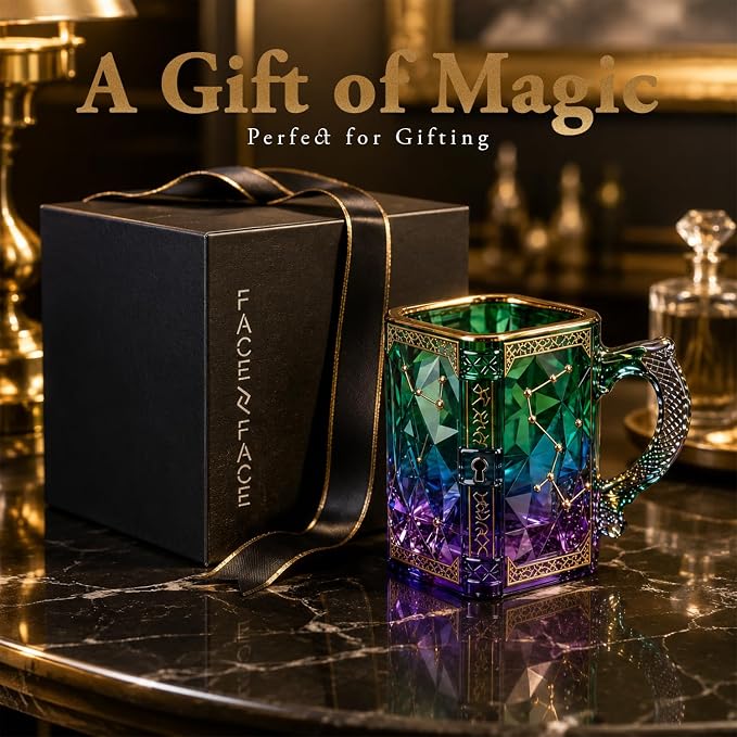 FACE N FACE Zodiac Glass Mug, 8 oz Celestial Constellation Coffee & Tea Cup - Image 6