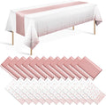 24 Pack Rose Gold Tablecloth and Table Runner Set Party Decorations by Zachely