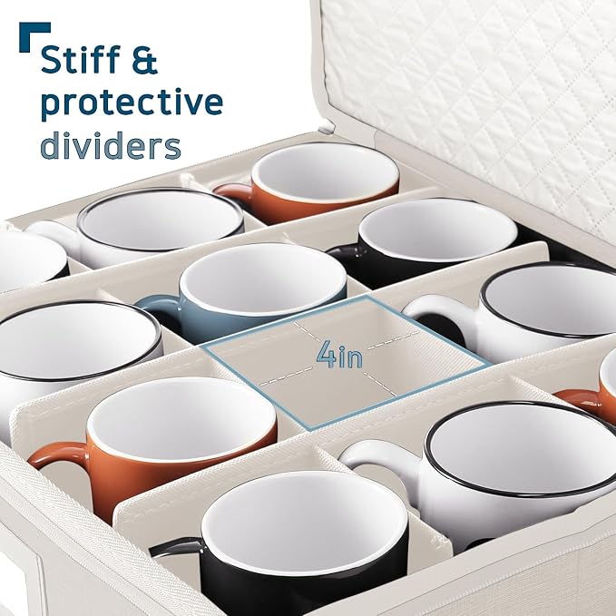 Hearth & Harbor Coffee Mug Storage, Quilted and Stackable Coffee Cup Storage - Image 4