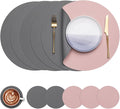 Myir JUN 15 Inches Round Placemats Set of 6 Faux Leather Place Mats | by MyirJUN