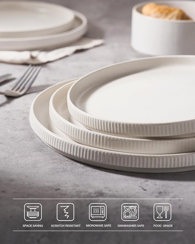 famiware Star Salad Plates for 6, 8 inches Plate Set, Stoneware Dinnerware - Image 4