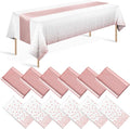 12 Pack Rose Gold Tablecloth and Table Runner Set Party Decorations by Zachely