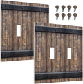 Decorative Light Switch Cover Rustic Barn Door Vintage Country Wood Board 2 Gang Wall Plate Double Toggle Switch Plate Receptacle Electrical Outlet Cover Switchplate for Farmhouse Cabin（2 Pack）