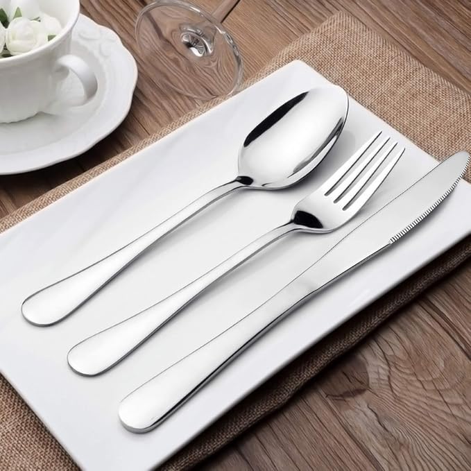 Silverware Set Service for 2, E-far 10-Piece Stainless Steel Flatware Set - Image 5