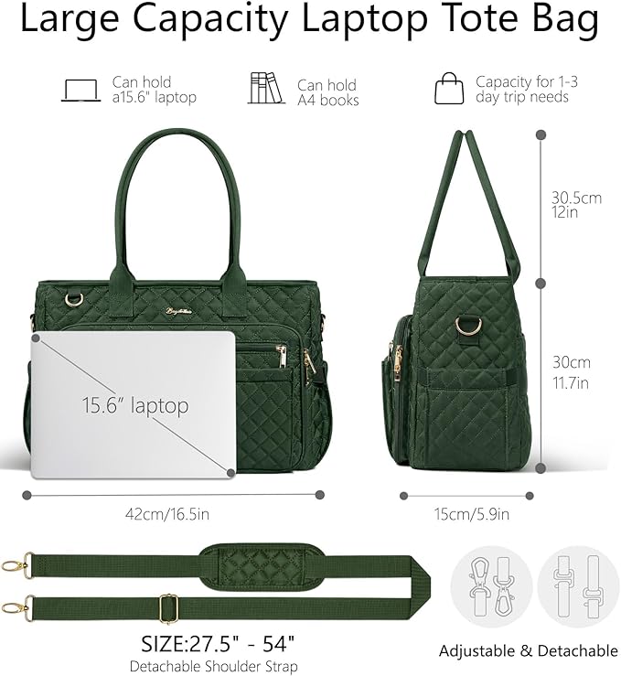 Bagstellar Teacher Tote Bag for Women, 15.6" Laptop Work Tote Computer Bag | - Image 4