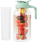 Glass Mason Jar Pitcher, 64 oz Wide Mouth Jug | Dual leak-proof lid by Junvpic