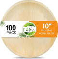 Raj Palm Leaf Plates [100-Pack] 10" Round Plates like Bamboo plates Disposable, Strong, Decorative Compostable Tableware for wedding, Lunch, Dinner, Birthday, Camping, Outdoor BBQ, Picnic…