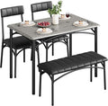 Dining Table Set for 4, Rectangular Kitchen Table and Chairs Set of 4 for Small Spaces, Modern Dining Room Table Set with Upholstered Bench and 2 Chairs, Space Saving Dining Furniture for Apartments
