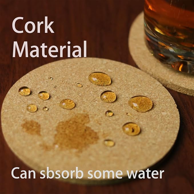 9Pcs Cork Coasters, Tivnhuils 3.9 inch Coasters - Image 2
