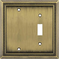 Henne Bery Sunken Pearls Heavy Duty Decorative Wall Plate Switch Plate Outlet Cover (Blank/Toggle, Antique Brass)