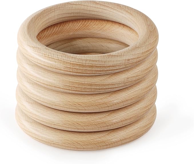 FoDau770 10pcs Natural Beech Wooden Rings, Unfinished Solid Wood Rings Heavy by FoDau770