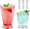 6 Pack Embossed Vintage Mixed Drinking Glasses, 12 Oz & 9 Oz Glasses | Embossed by Unknown