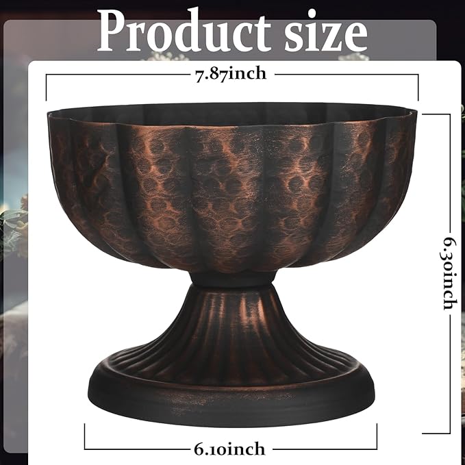 4 Pcs Distressed Black Bronze Compote Vase for Centerpieces Compote Bowl 8'' Wide Vintage Decorative Antique Urn Planter Vase for Wedding Event Anniversary Party Indoor Outdoor Activity