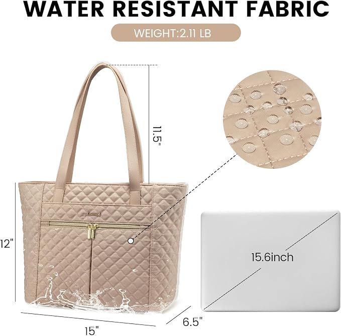LOVEVOOK Laptop Bag for Women 15.6 inch, Diamond Quilted Work Tote Bags Womens - Image 4