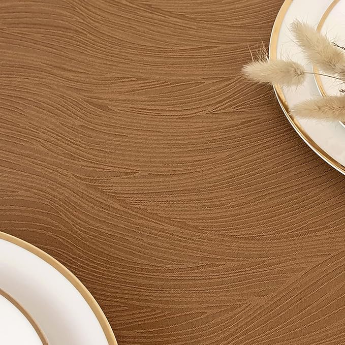 maxmill Harvest Round Swirl Design Table Cloth Waterproof Wrinkle Free Heavy Weight Soft Tablecloth for Fall Thanksgiving Dinning Circular Table Cover Decoration Round 70 Inch, Fall Leaf