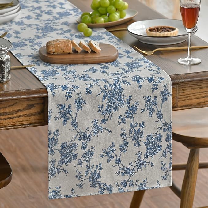 Artoid Mode Dark Grey 13x60 Inch Chinoiserie Table Runner | Monochrome sketch - Image 3