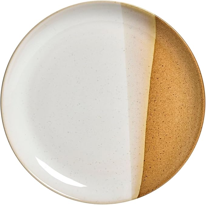 Sango 12 Pieces Stoneware Dinnerware Set, Glossy Caramel & Cream Dishes - Image 6