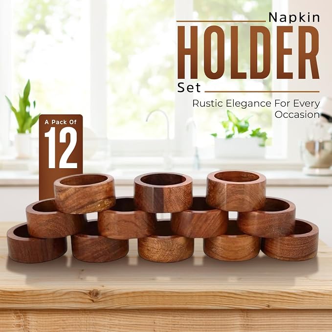 Napkin Rings Stylish Brown Napkin Ring Set of 12 Napkin Holder - Image 2