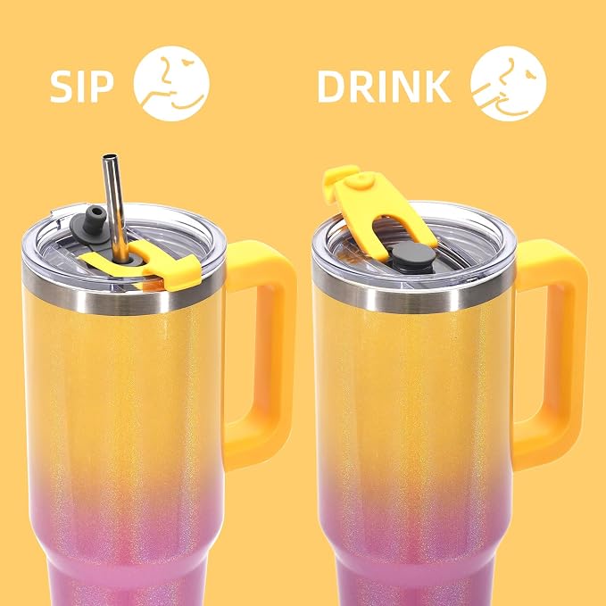 30 oz Shiny Tumbler with Handle and Straw, Stainless Steel Tumbler with Lid and - Image 3