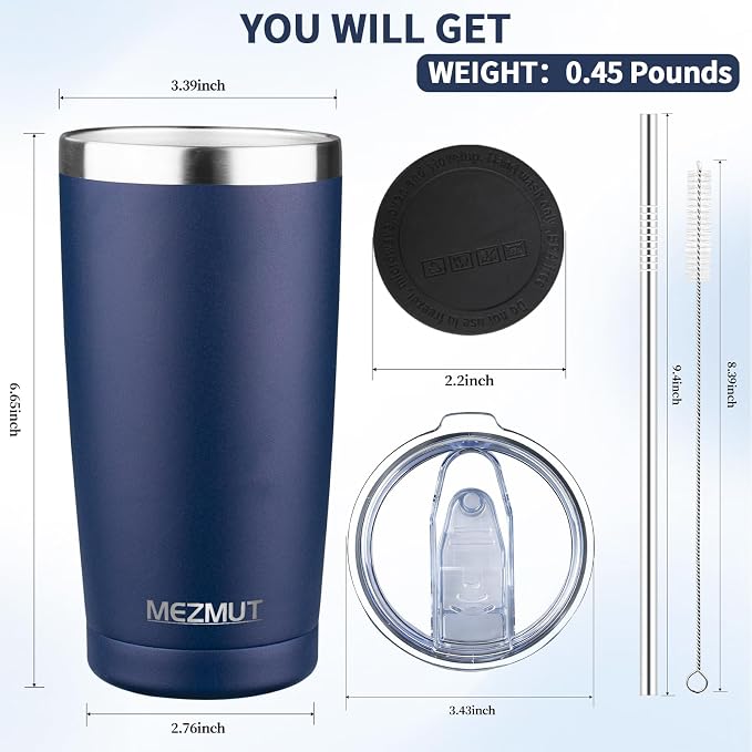 MEZMUT 20oz Insulated Tumbler Cup Travel Coffee Mug - Image 3