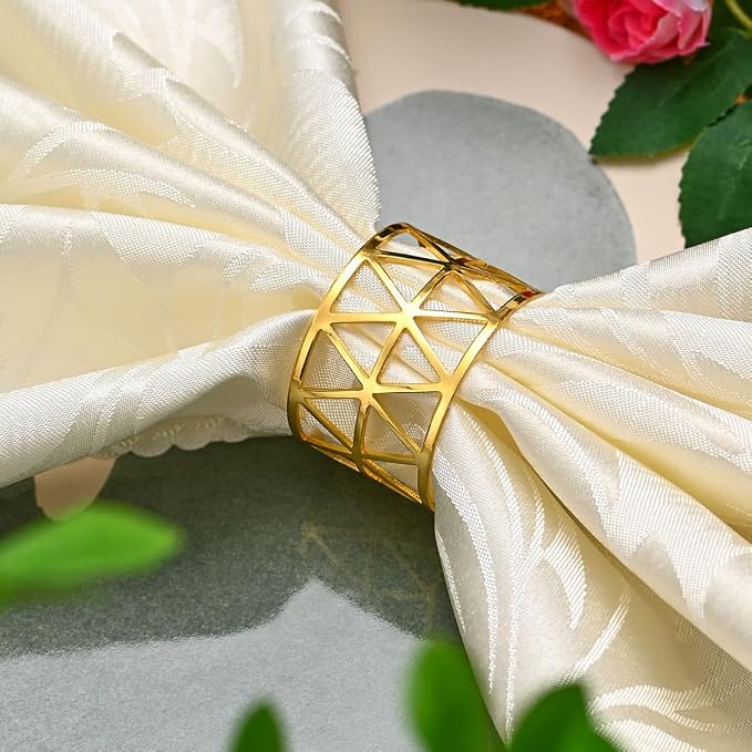 14K Gold Napkin Rings Set of 12, Metal Napkins Rings Holder Buckles - Image 3
