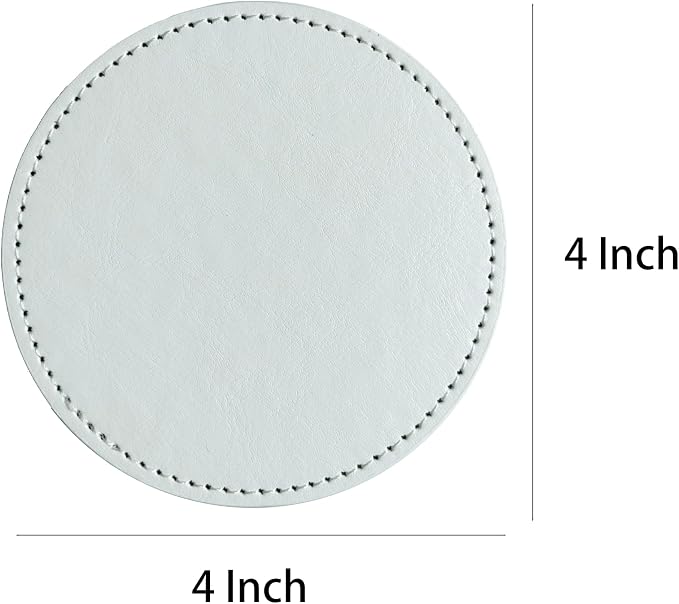 Set of 6 Leather Coasters, Round Coasters - Image 2