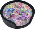 Watercolor Rose Flowers Leather Coasters Set of 6 by Nameapo