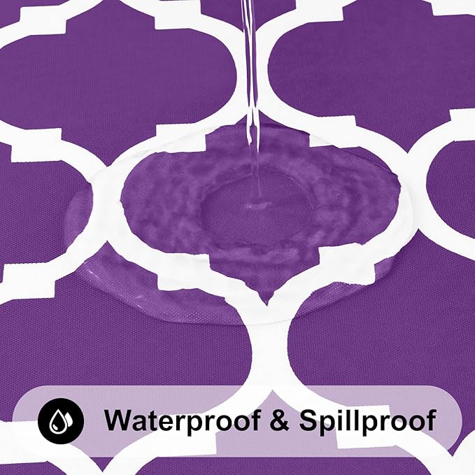Smiry Rectangle Table Cloth, Waterproof Vinyl Tablecloth with Flannel Backing for Rectangle Tables, Wipeable Spillproof Plastic Tablecloths for Dining, Camping, Indoor and Outdoor (60"x120", Purple)