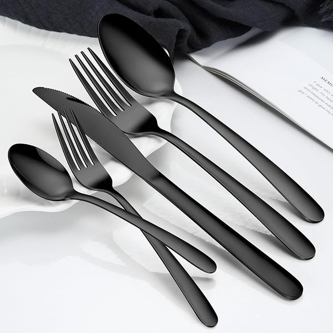 Hunnycook 60-Piece Black Silverware Set - Image 4