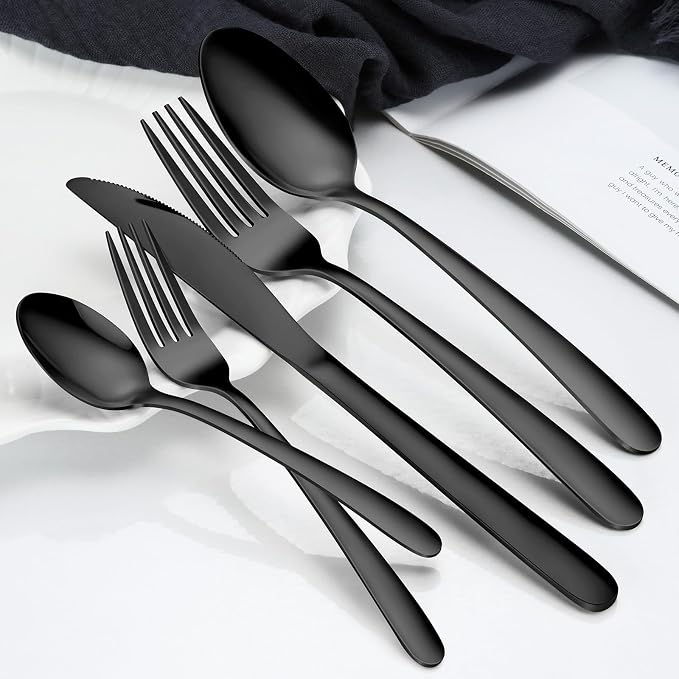 Hunnycook 20-Piece Black Silverware Set - Image 4