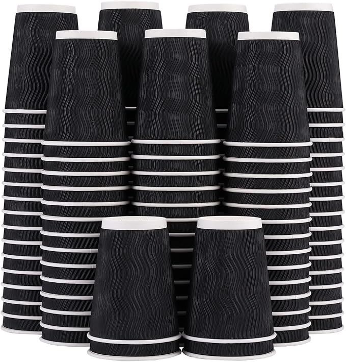 Lamosi 12 oz Disposable Coffee Cups 120 Pack Insulated Corrugated Paper Cup | by BuyNow