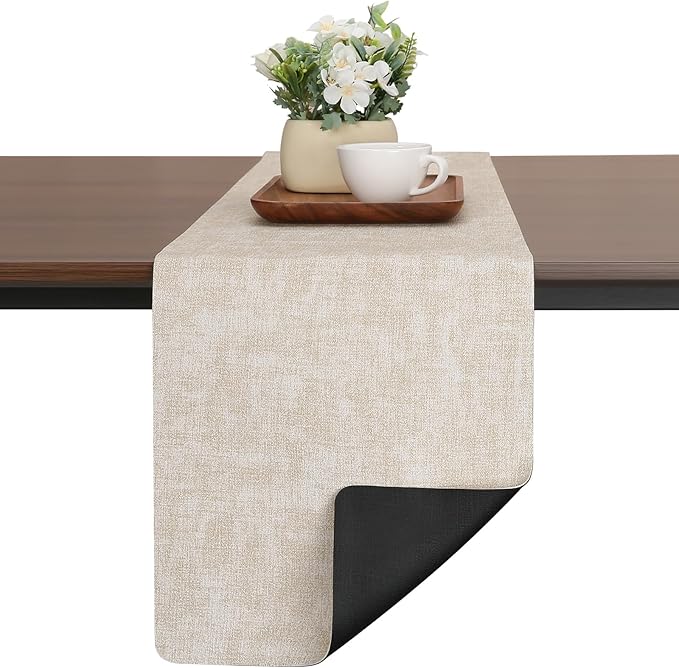 Table Runners 55 Inch Long, Dual-Sided Faux Leather Table Runner | Waterproof by Chitomars