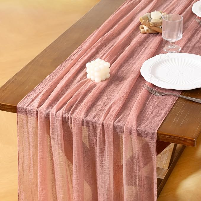 Cheesecloth Table Runner Summer Boho Wedding Shower Party Home Decor | Rose by Socomi