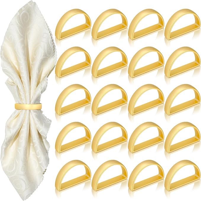 KPOSIYA Napkin Rings Set of 20, Metal Gold Napkin Rings Bulk by KPOSIYA