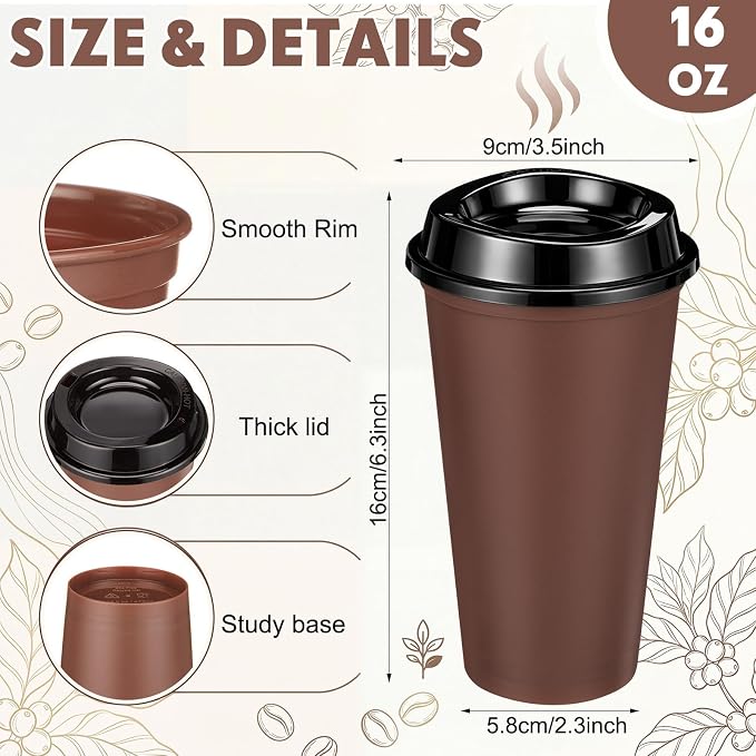 Honeydak 45 Pack 16 oz Reusable Coffee Cups - Image 3
