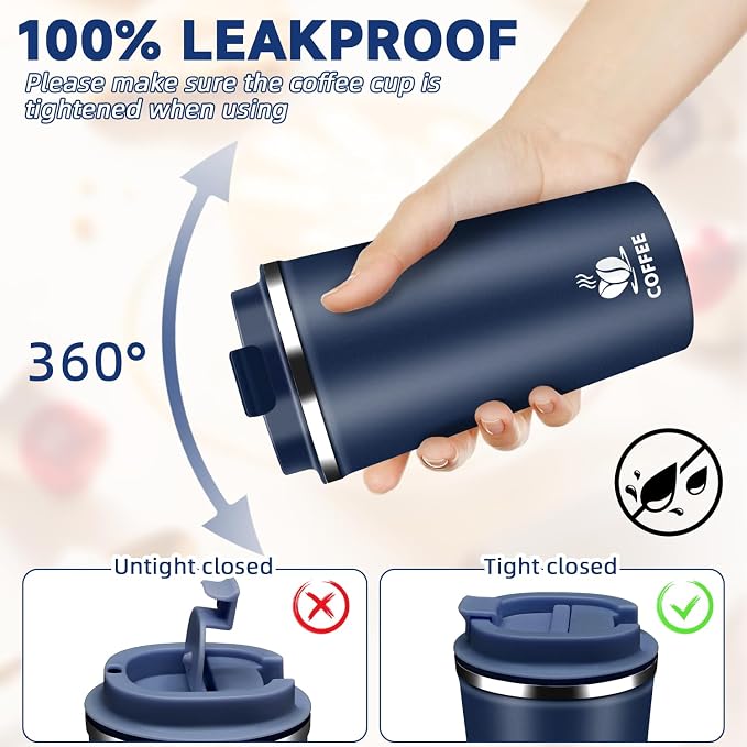 Insulated Travel Coffee Mug Reusable Coffee Tumbler Cup - Image 3