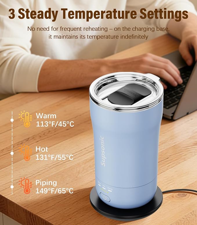 Supsonic Heated Coffee Mug, 14oz Smart Constant Temperature Travel Mug | Heat - Image 2