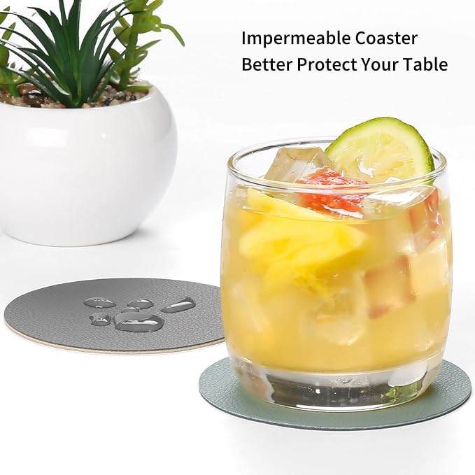 Faux Leather Drink Coasters - Image 2