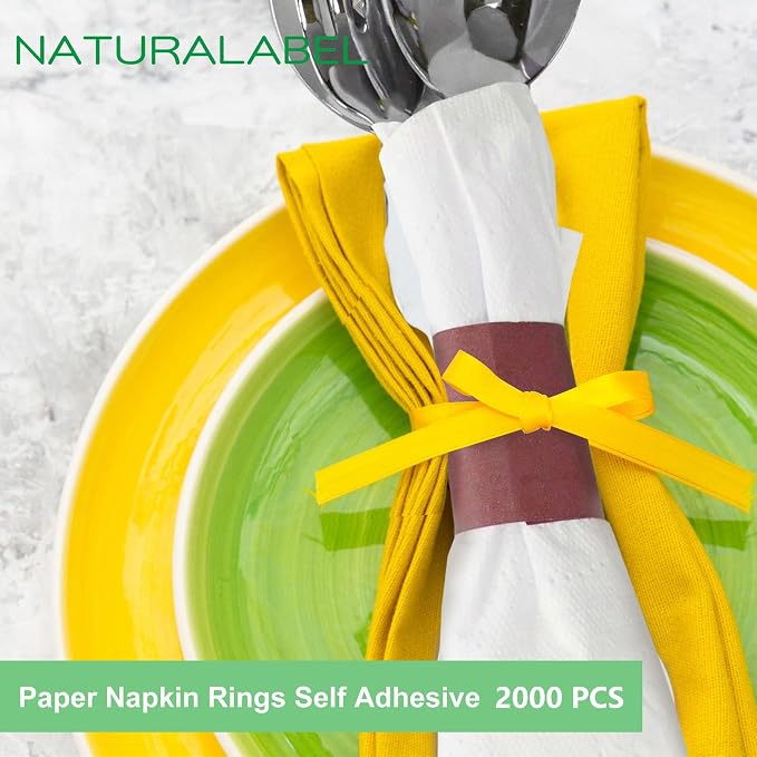 Self-Adhesive Napkin Bands, Burgundy | Wrap silverware & napkins, elegant table - Image 4