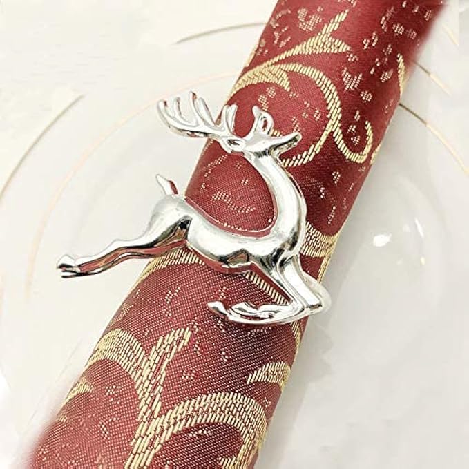 Napkin Rings Set of 8 Silver Set of 8 Napkin Rings Christmas, Holidays, Thanksgiving Deer -o