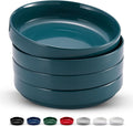 KooK Pasta Bowl, Bowl Plate, Low Bowl, Plate Bowls, Ceramic Large Shallow Bowls, Microwave and Dishwasher Safe, Great for Soups and Salads, Glossy Porcelain, 47 oz, Set of 4, Teal