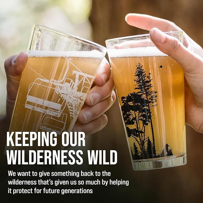 Black Lantern Pint Glass Wild and Nature Forest Animal Beer Glass - 16oz. Drinking Glass